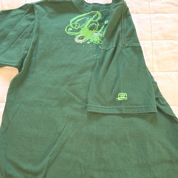 Vtg‎ Billabong Green Graphic T-Shirt Double-sided 90s Y2K Skater Surf S - Picture 6 of 7